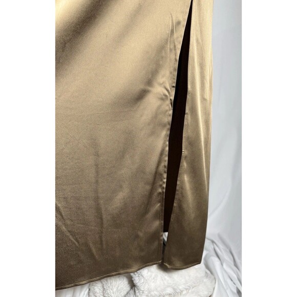 A New Day Target Women Satin Midi Skirt Gold Holiday Party Cocktail Size Large - Picture 3 of 7